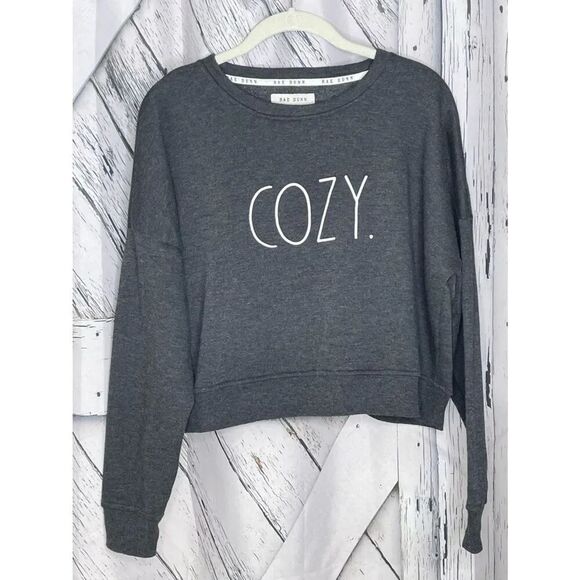 Rae Dunn Tops - Rae Dunn Cozy Cropped Sweatshirt Gray Size Medium